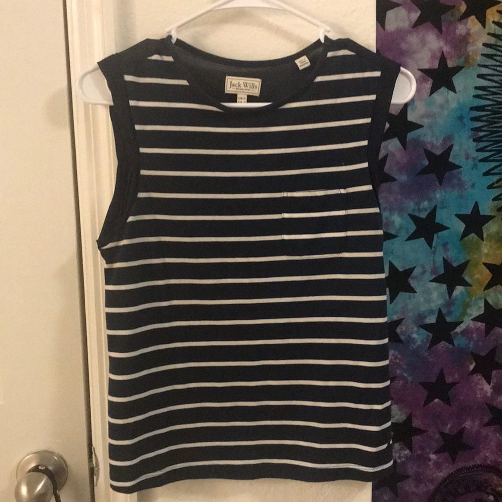Navy & white stripped tank